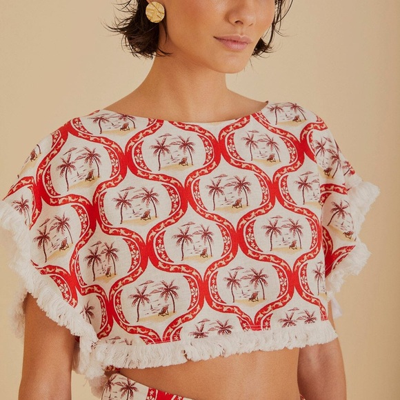 FARM Rio Summer Beach Linen Blouse - Picture 9 of 16